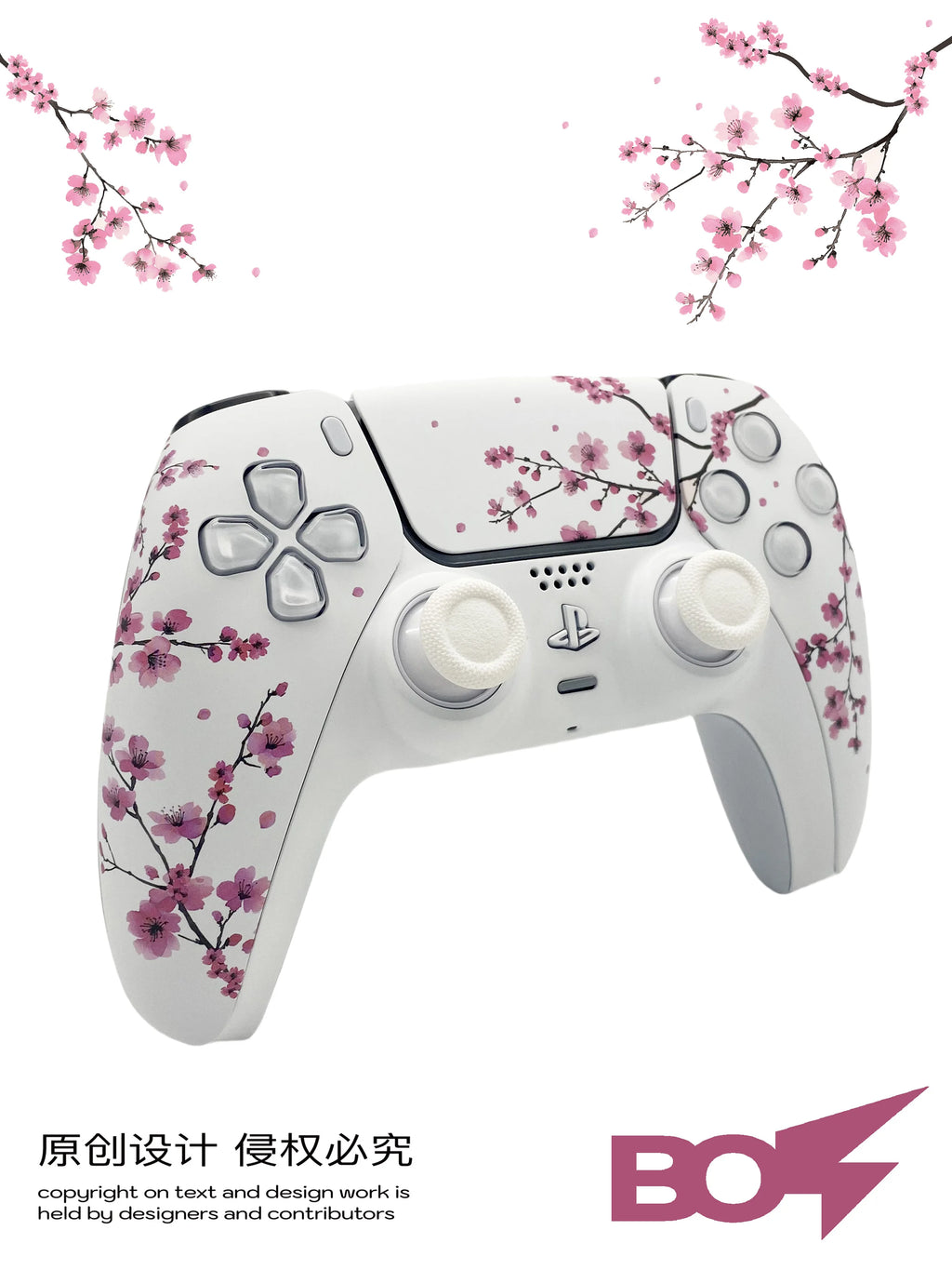 Pink Sakura PS5 Controller Shell Faceplate Cover mit Touchpad für DualSense Controller, Ersatz für BDM-010/020/030/040/050
