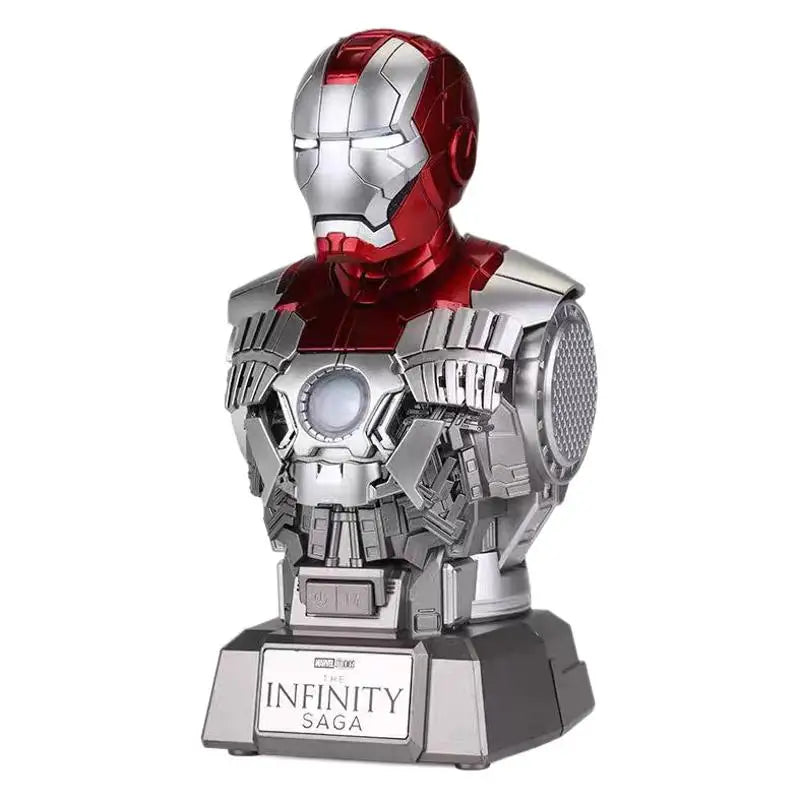 Marvel Iron Man MK5 Action Figure Bust Speaker Poseable Collectible with Bluetooth Cool Gadget Gift for Boys & Fans