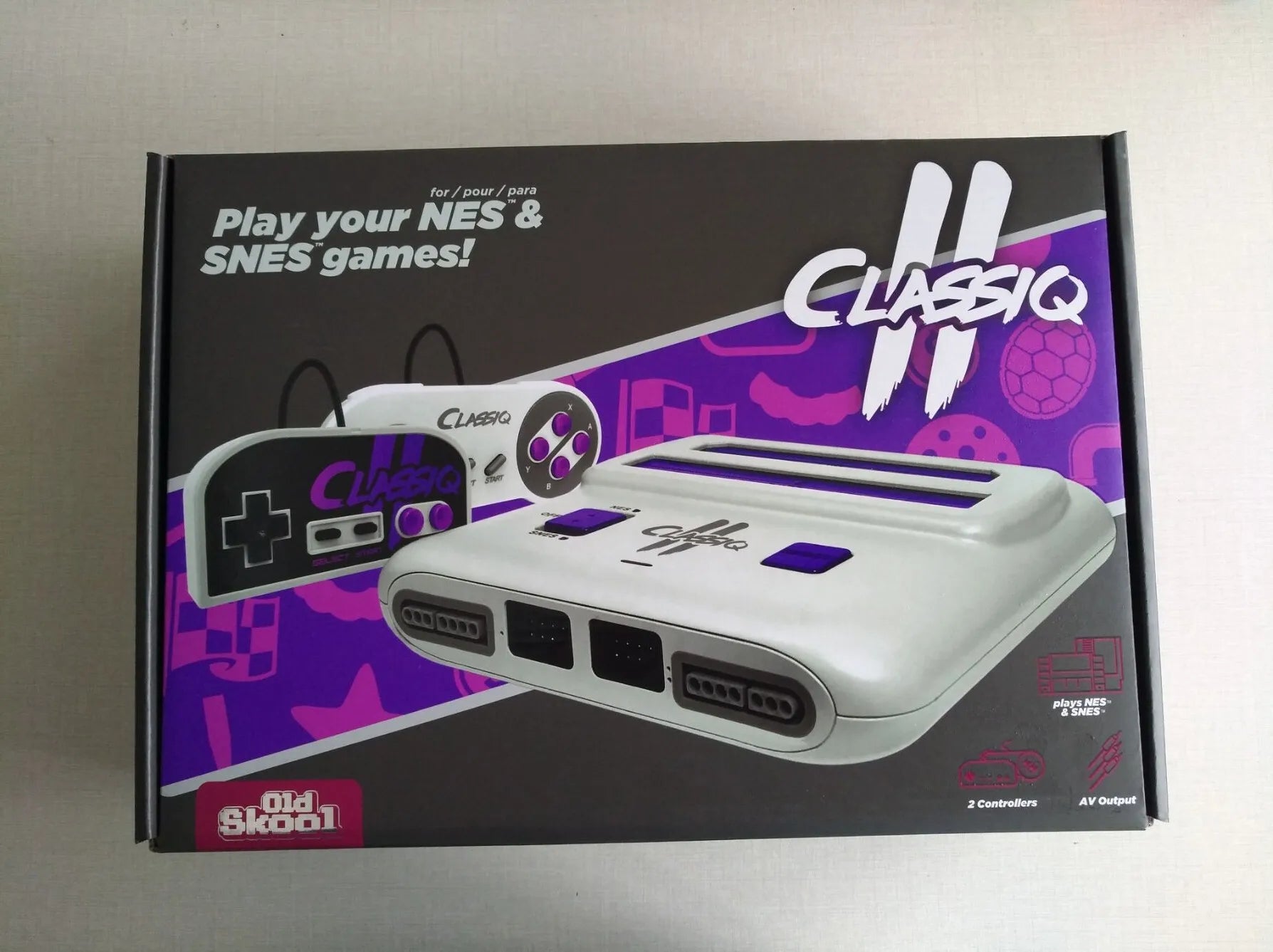 Old Skool Classiq 2 3 HD 720p / AV Twin Video Game System,Compatible with SNES/NES Nintendo and Super Nintendo Cartridges
