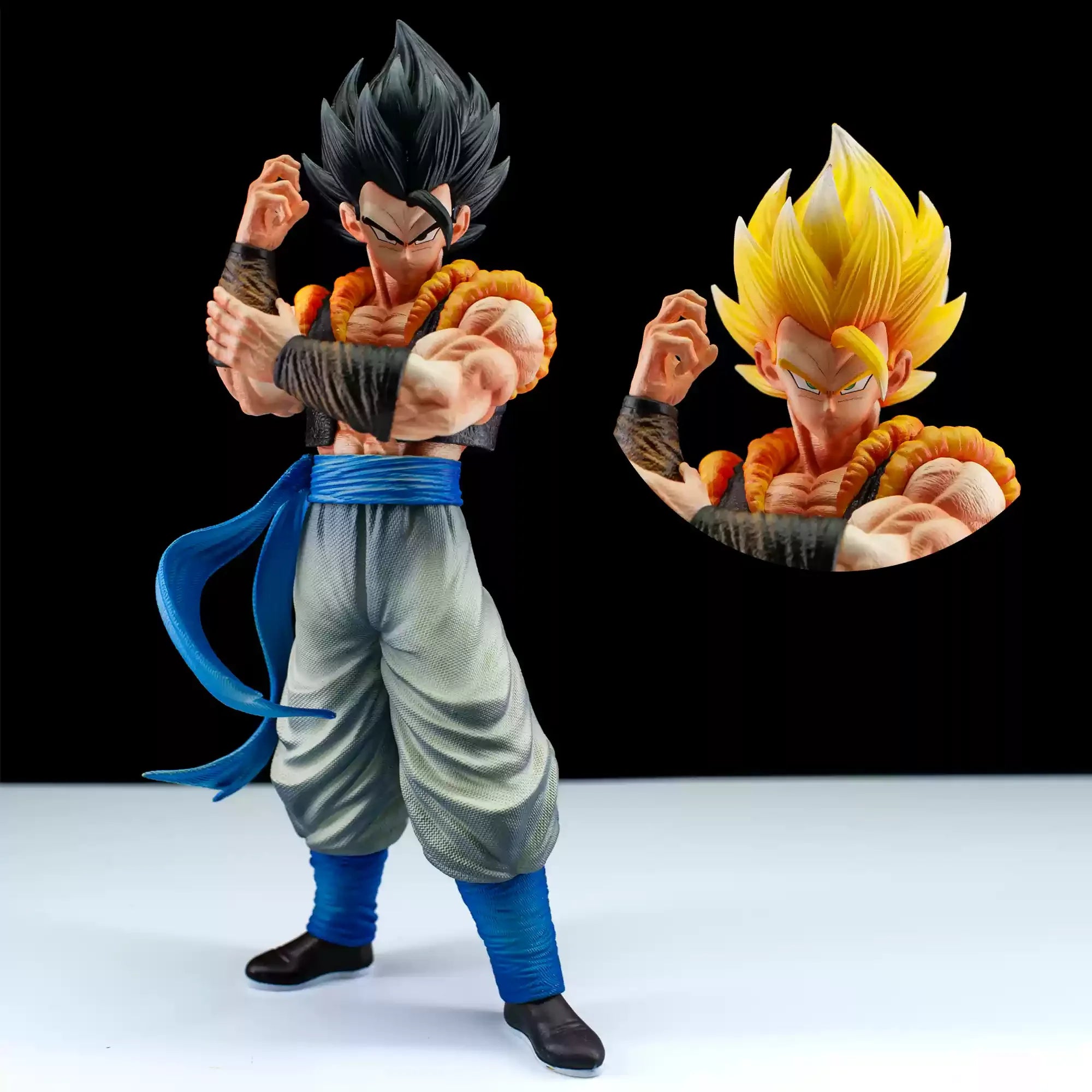 28cm Gk Gogeta Super Saiyan Vegetto Anime Figures Dragon Ball Breast Hugging Double Head Replacement Ornament Model Statue Toys