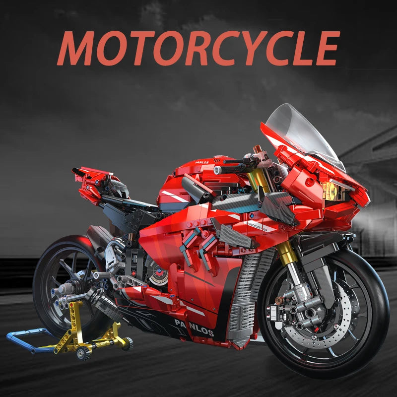 1:5 Технически V4S Мотоциклетни строителни блокове Високотехнологичен градски мотоциклет Локомотив Модулни тухлички Моделни играчки За детски подаръци MOC