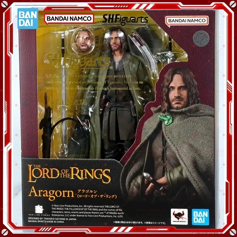 Original box Bandai SHF THE LORD OF THE RINGS Aragorn Figure Finished Model kit  Anime full Action Toy Gift for kids In shock