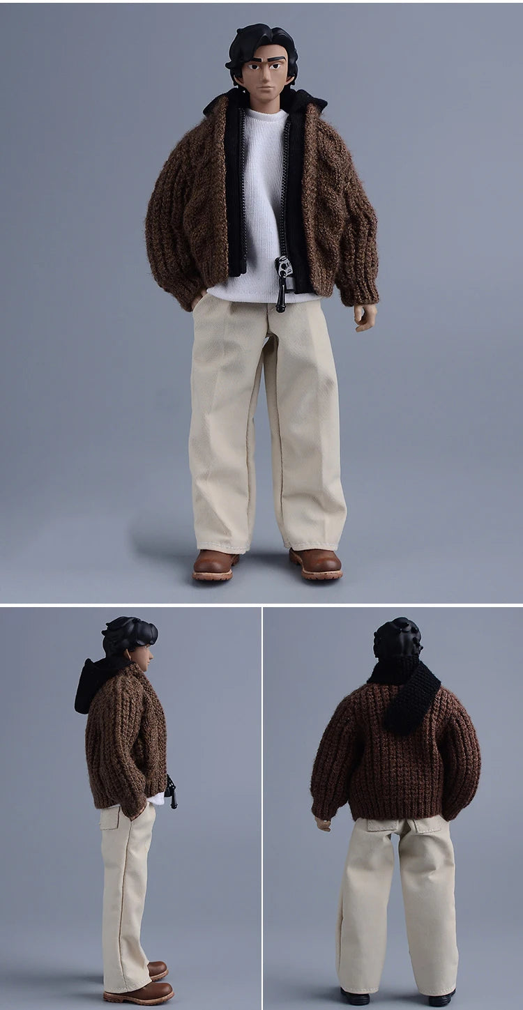 1/12 Scale Male Soldier Knitted Sweatshirt Sweater Jacket Cardigan Coat for 6in Asi Dolls Action FIgure Body Model DIY