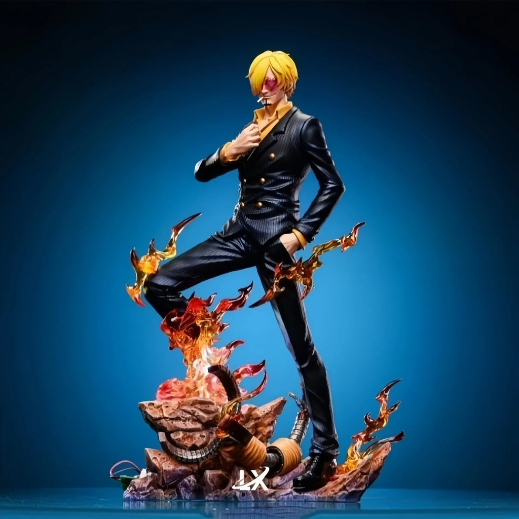 One Piece Sanji Dual Wings Anime Figure with 2 Heads GK Statue Model Toy 25cm