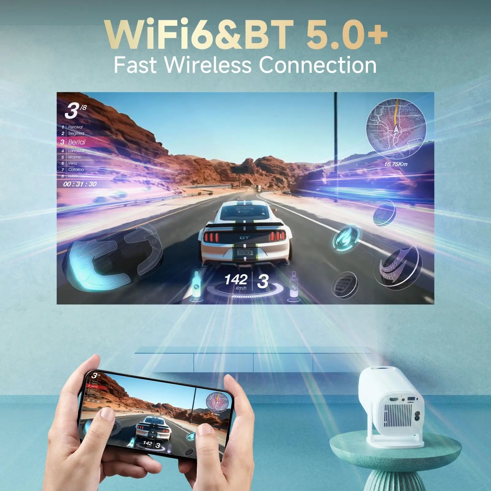 P30 PRO Smart Mini-Projektor Android 14 WiFi6 BT 5.0 Unterstützt 4K 1280 * 720P Video Smart Home Theater Tragbarer Außenprojektor