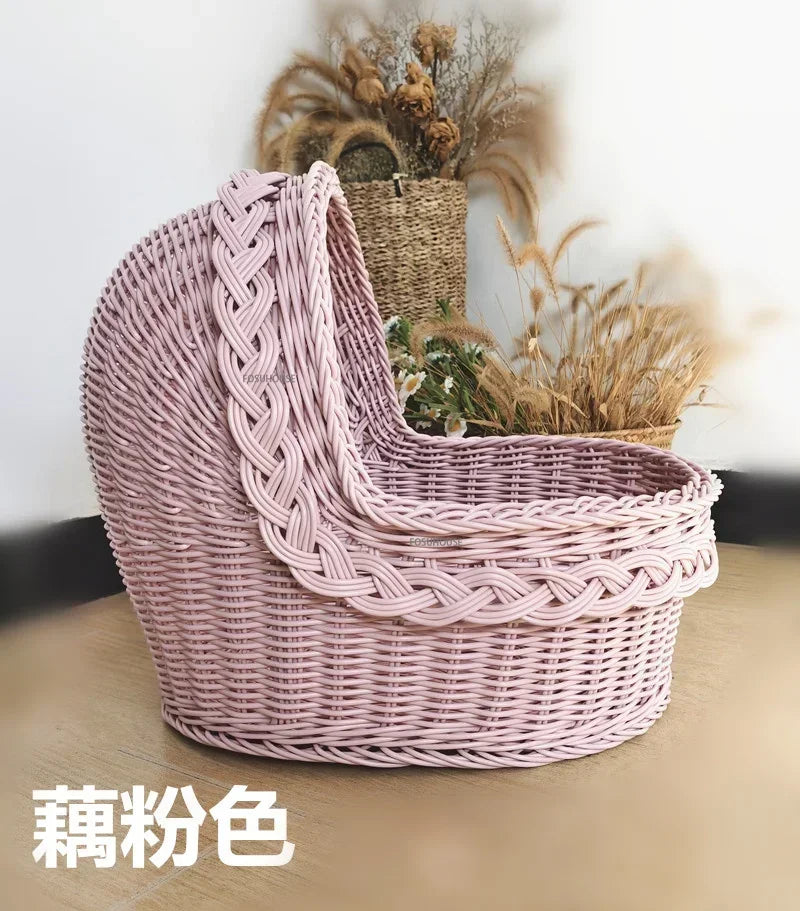 Outdoor Rattan Pet Stroller for Dogs Cats Creative Home Pet Trolley Outing Walk Teddy Chihuahua Dog Buggy Transport TrolleyN