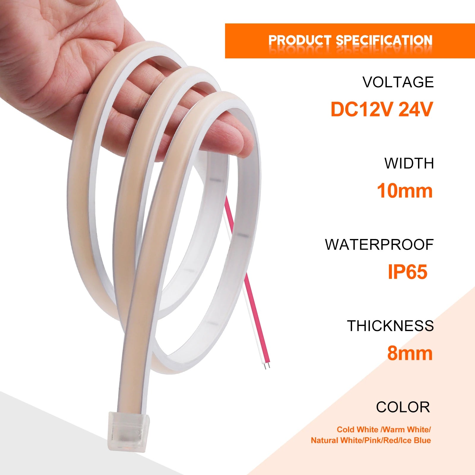 Waterproof COB LED Strip Light 12V 24V Flexible LED Neon Light 0.5-20M 320LEDs High Density Linear Lighting COB LED Lights