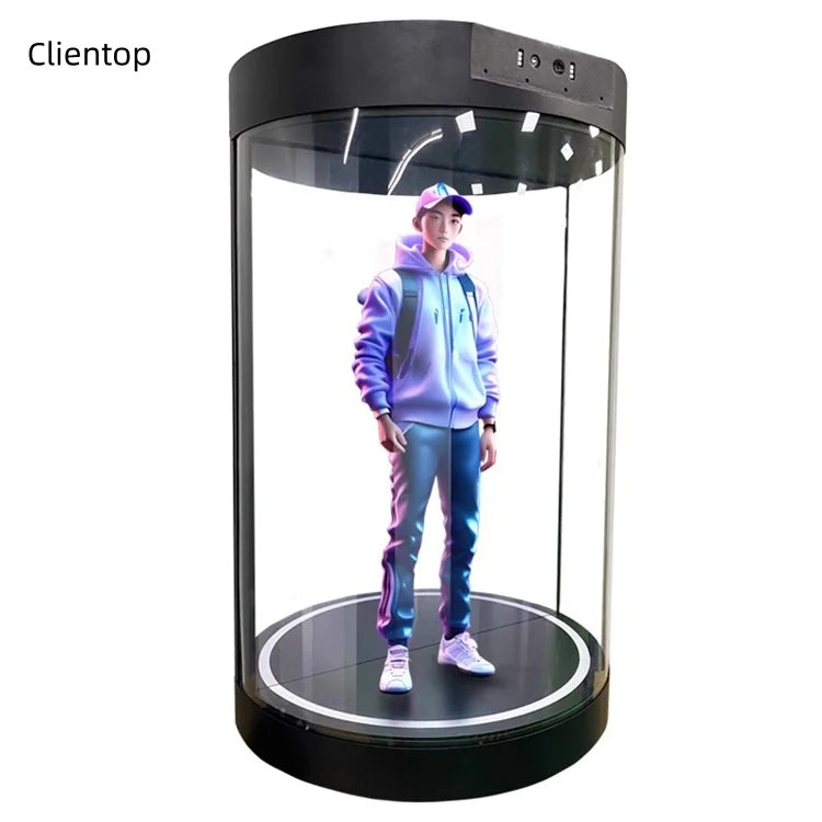 Cylinder 3D holographic projection interactive transparent display holographic 3D technology display