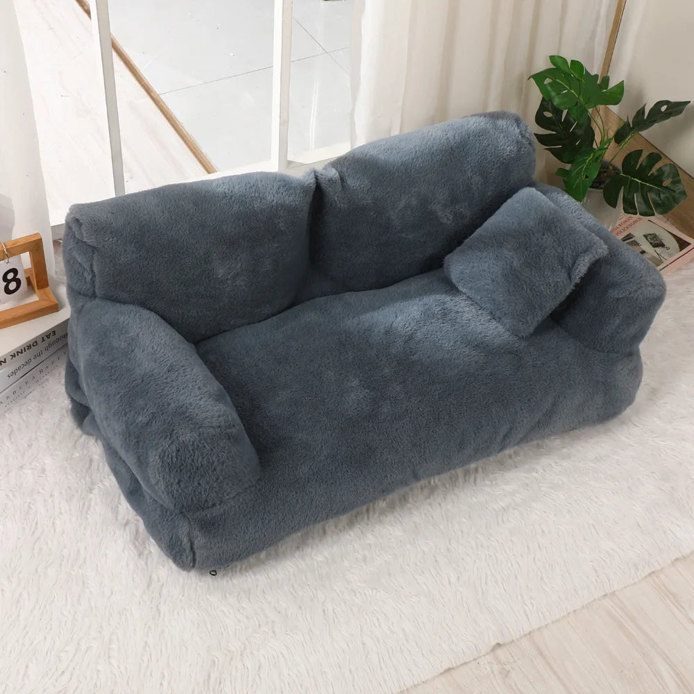 Cat Bed Sofa Winter Warm Plush Pet Bed Removable Washable Cover Indoor Orthopedic Cushion for Cats Small Dogs Faux Fur Nest