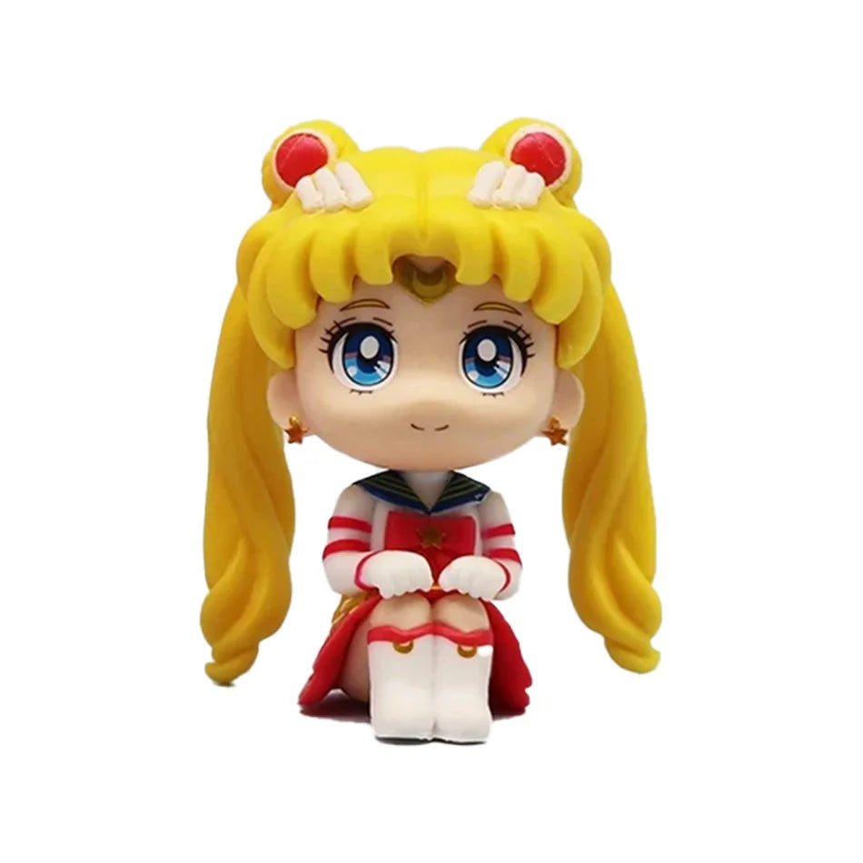 7cm Sailor Moon Anime Figure Tsukino Usagi/Chibiusa/Kino Makoto Action Figure Sailor Mars Jupiter Mercury Venus Figurine Kid Toy