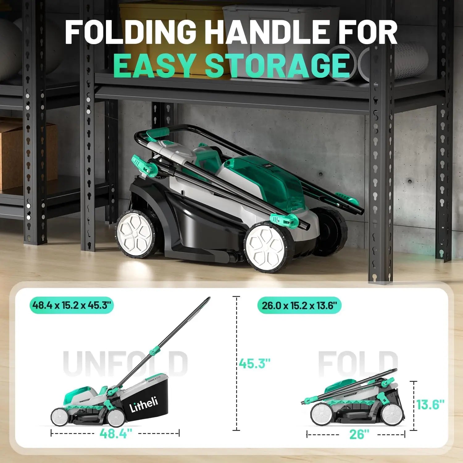 20V 13" Cordless Lawn Mower, Electric Lawn Mowers for Garden, Yard and Farm, 5 Heights, with Brushless Motor, 4.0Ah Battery & Ch