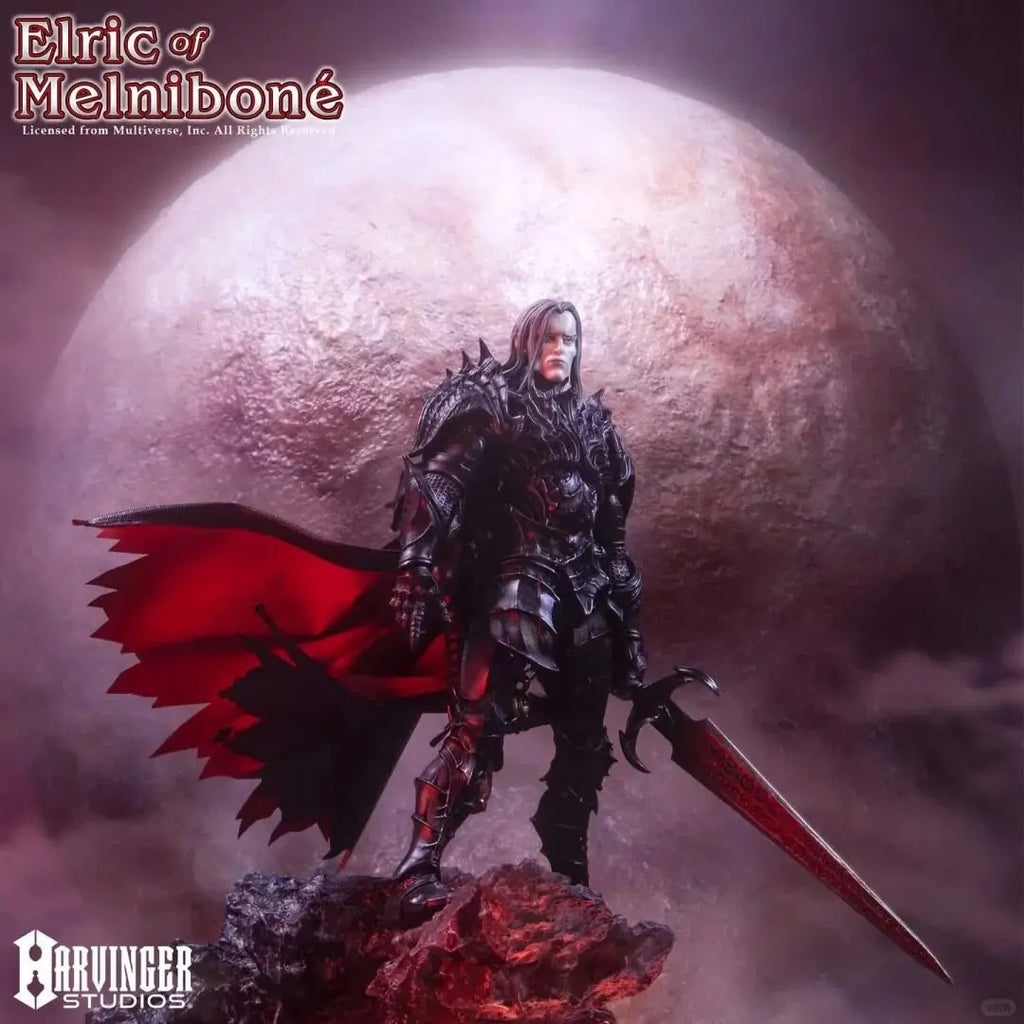 Harvinger Studios Action Figure Elric Of Melnibone 1 12 Scale Articulated Black Armor Red Cape Collectible Model For Adult
