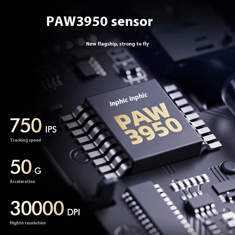 INPHIC IN9 Ultra Drei Modus Kabellose Gaming-Maus Rechtshänder ergonomisch PAW3950 OLED-Bildschirm Nano 8K 800 mAh lange Ausdauer Geschenk-PC