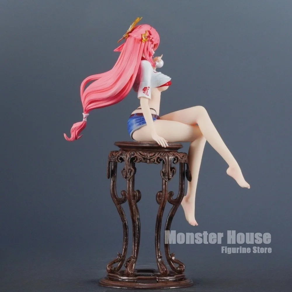 24cm/9.45in Anime Genshin Impact Figure Yae Miko Action Figures Pvc Statue Desktop Ornamen Collection Model Toys Gifts