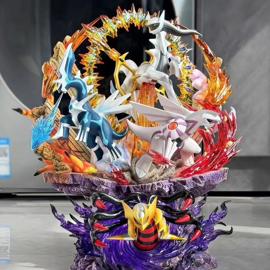 Pokemon Four Gods Figure Dialga Palkia Arceus Giratina Statue 37cm LED Light Up Anime Figure Collection Model Toys Gifts