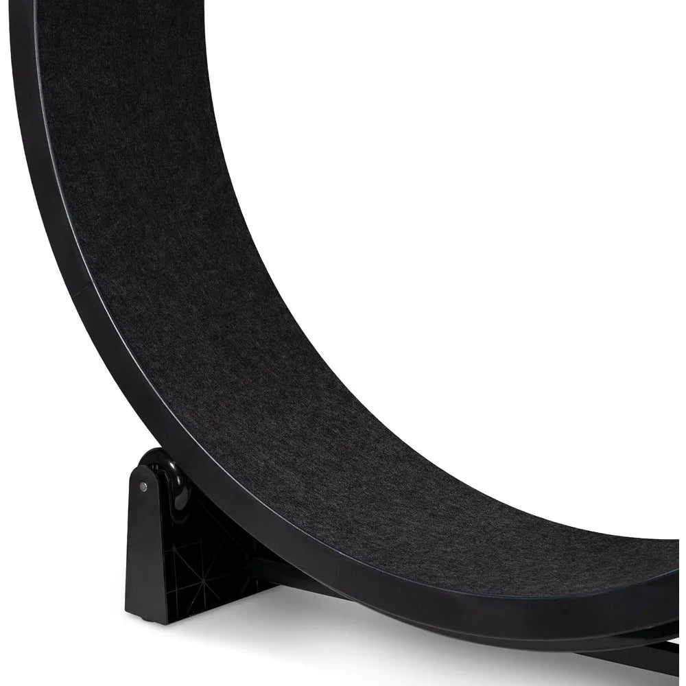 Cat Exercise Wheel -  48" Safe Diameter - Made in The USA - Black Wheel with Black Felt Traction Pads and Solid Inline Wheels