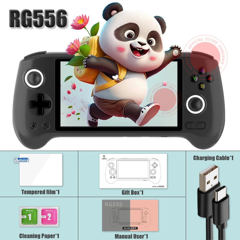 ANBERNIC RG556 Retro Handheld Game Console 64bit Android 13 System Unisoc T820 5.48-inch AMOLED Screen Hall Joystick Game Player