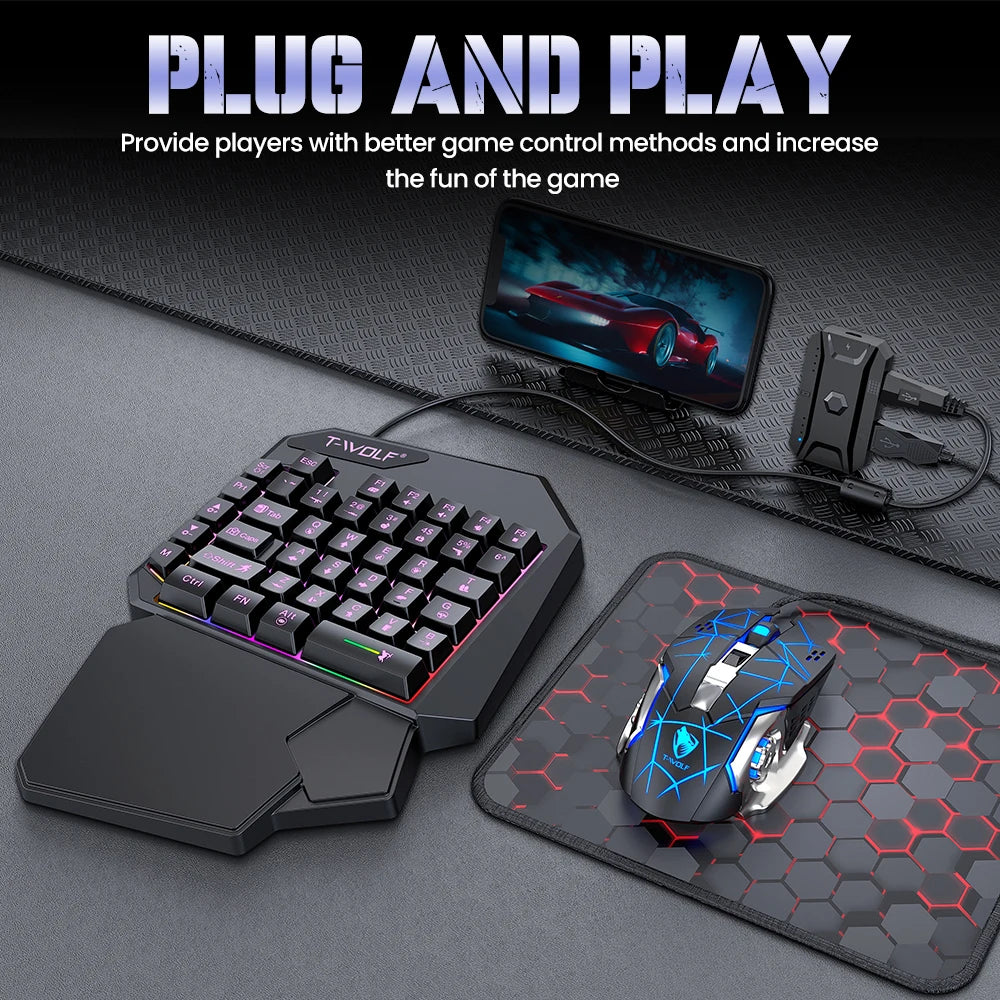 Battle Royale Game Artifact OneHanded With Palm Rest RGB Keyboard Converter Programmable Mouse 5-in-1 Set For Android iOS HOT