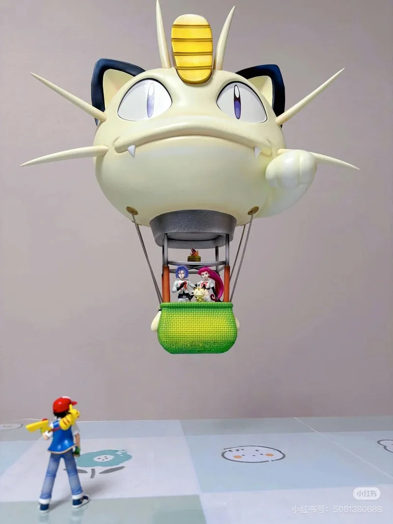 40cm Rocket Team Anime Figure Meowth Hot Air Balloon Figures Wobbuffet Figures Pvc Statue Collection Model Custom Gifts Toys
