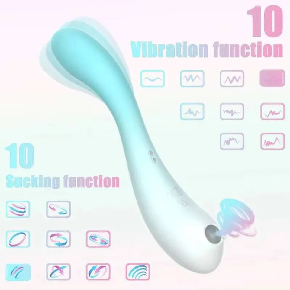 Sucking Gradient Double Headed Vibrator Female Masturbation Clitoral Orgasm Massager Sexy Adult Female Vibration Toy Dildo