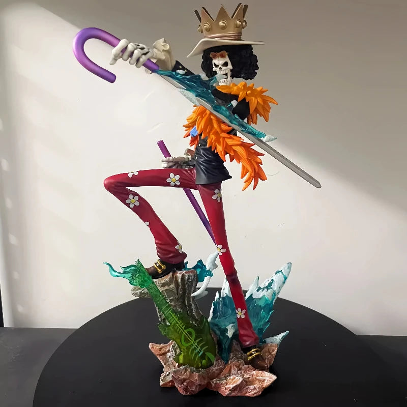 【New】33cm One Piece Anime Figure Lx Brook King Of Souls Musician Action Figure Pvc Model Statue Decor Toy Kids Christmas Gifts