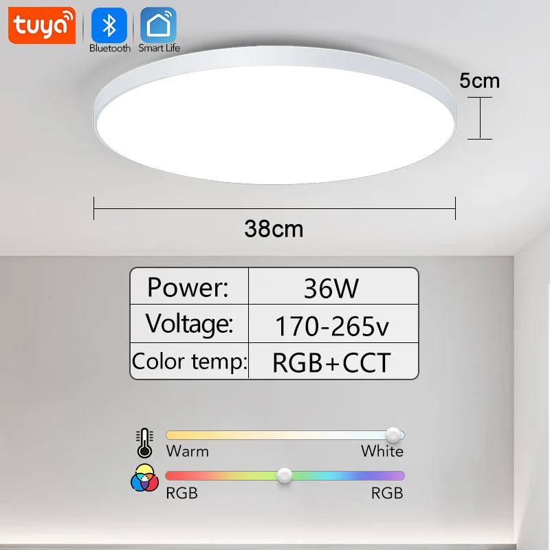 MARPOU RGB Smart Lamp 30W 36W Led Ceiling Light With Tuya APP Dimmable Remote control Ultrathin led lights for room Bedroom