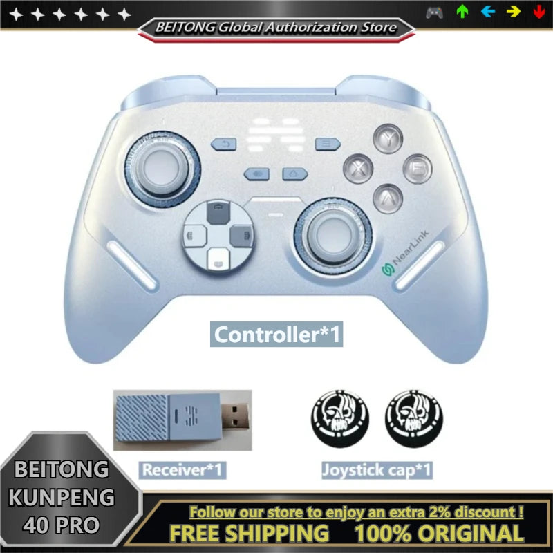 BEITONG KP40 Pro Wireless Gamepad 2000Hz Polling Adjustable Hall Joysticks Dual Vibration Triggers Controller for PC Android iOS