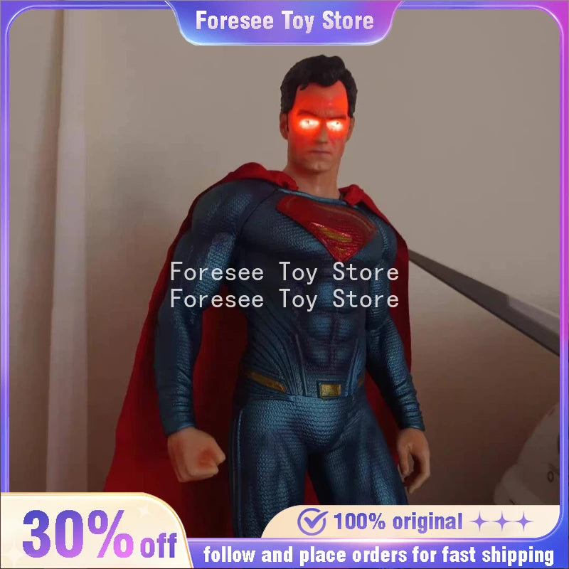 90cm Justice League Anime Figures Super-man Double-headed Sculpture Light-up Collection Desktop Decorations Best Gifts for Boys