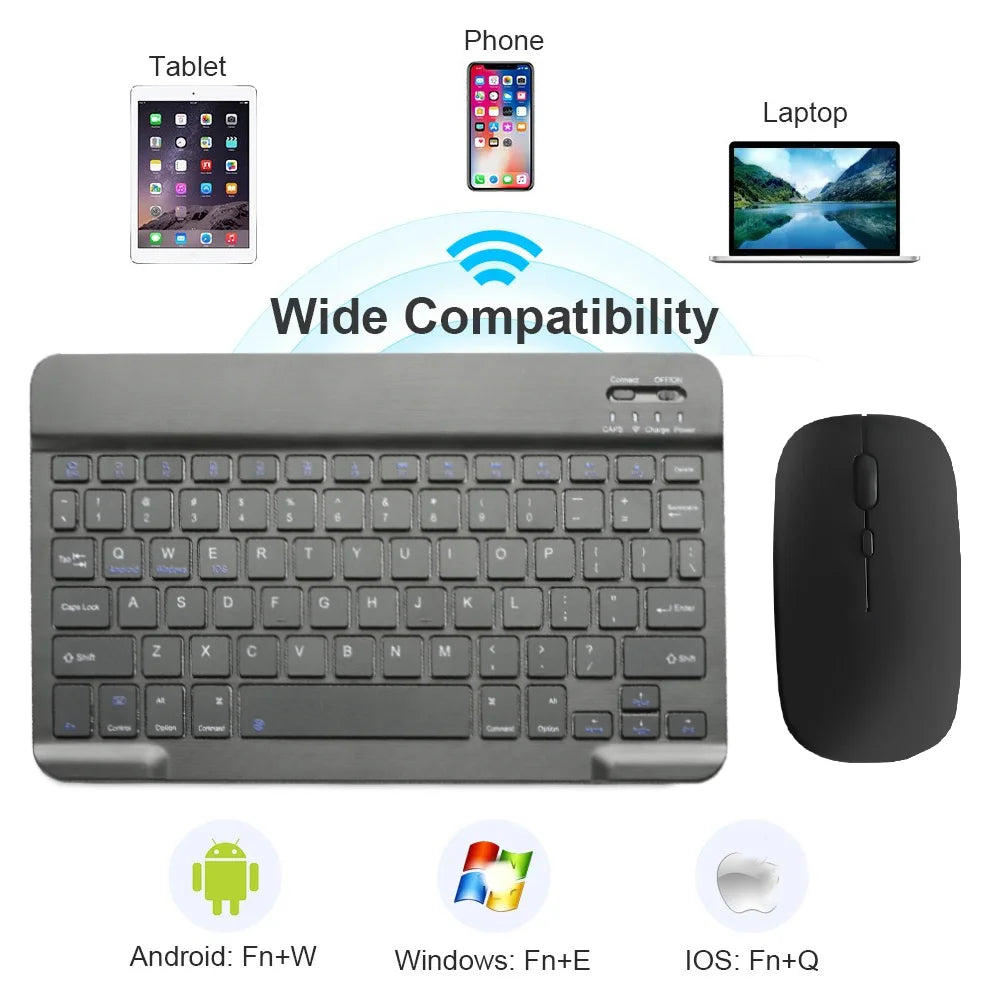 Bluetooth Keyboard Mouse For iPad Mac Android Phone Tablet Slim Office Mini Wireless Keyboard For Android IOS Windows Laptop