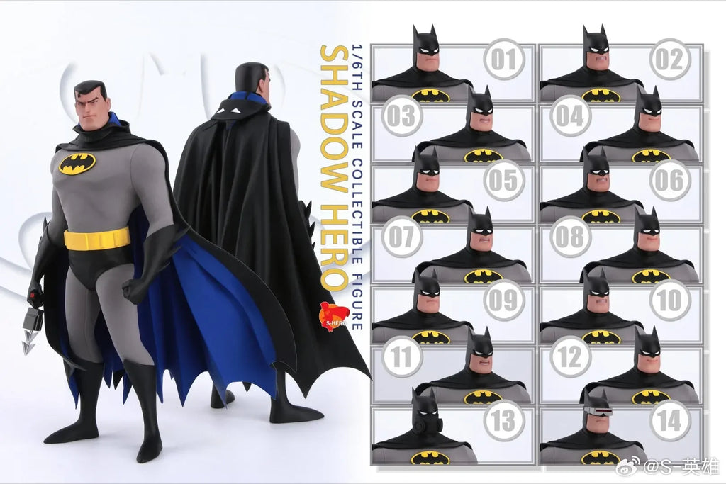 S-hero 1/6 Scale Animated Version of Batman Night Knight Superman Action Figure SH004 SH005 Ready-made Model Toy Collection Gift