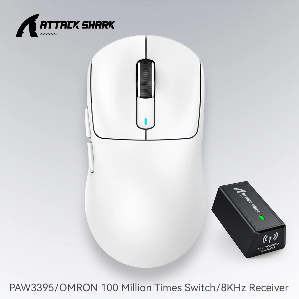 Atack Shark X3 PAW3395 Мишка Лека безжична геймърска мишка, трирежимна мишка, 26K DPI PAW3395, компютър/лаптоп/Win/Mac