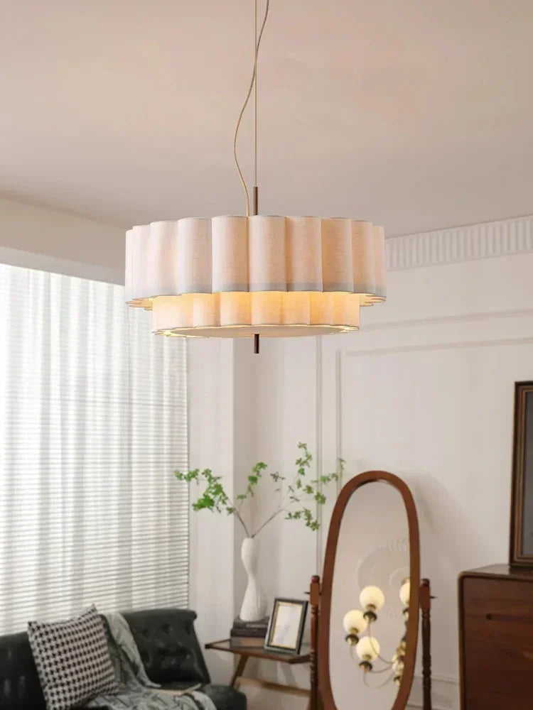 Wabi Sabi Pendant light Fabric Chandelier for Living Dining Bedroom Retro Bohemia Pendant Lamp scalloped natural pendant lamp