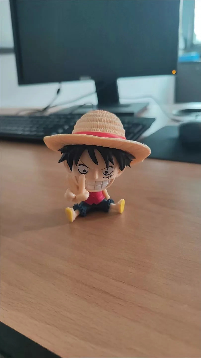 One Piece Chibi Big Head Statues - Luffy Zoro Sanji Nami Boa Hancock - Dashboard Ornaments, PC Case Decor, Collectible Figurines