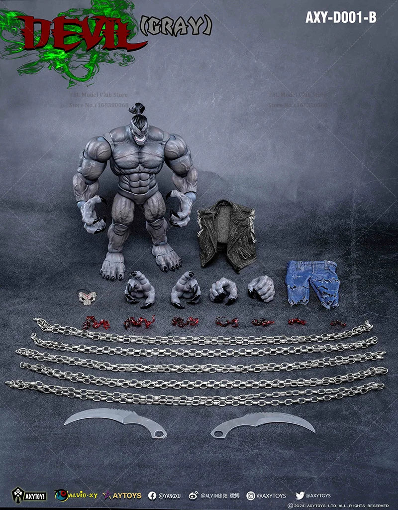 In Stock Original  AXYTOYS D001 D002 Deluxe Edition 1/12 Scale Muscle DEVIL 7-inch Full Set Action Figure Male Soldier Toys