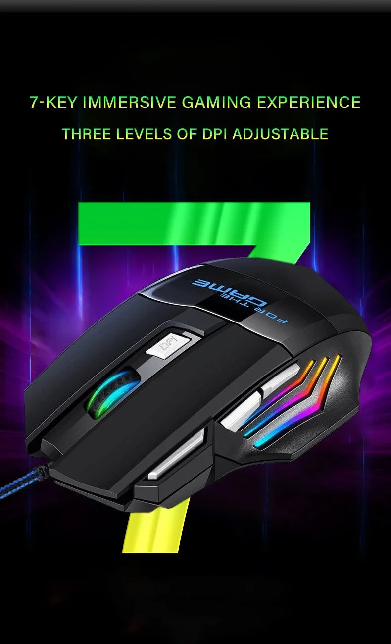 Kabelgebundene Maus mit buntem Atemlicht, geeignet für Notebook-Desktop-Computer, E-Sport-Spiel-Computermaus