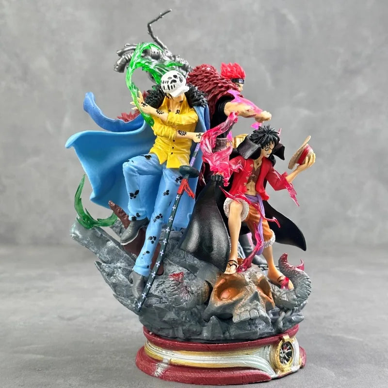 20 см One Piece Аниме Фигурки Три Капитан Луфи Водно Лоу и Детско Екшън Фигурка Статуя Модел Кукла Колекция Играчки Подаръци