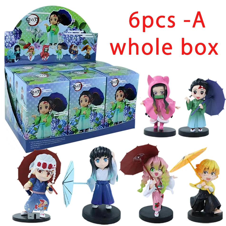 In stock 12cm kawaii  Demon Slayer Plum Rain Series with Box Handmade Model no Yaiba Kamado Nezuko Action Figure Ornament Gift