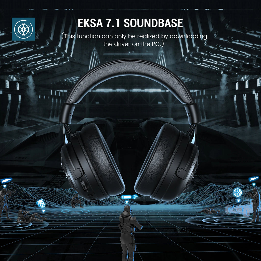 EKSA E5000 BT 2,4 GHz Drahtlose Kopfhörer Bluetooth 5,3 Gaming Headset Gamer mit ENC Noise Cancelling Mikrofon für PC/PS5/Xbox, 100H