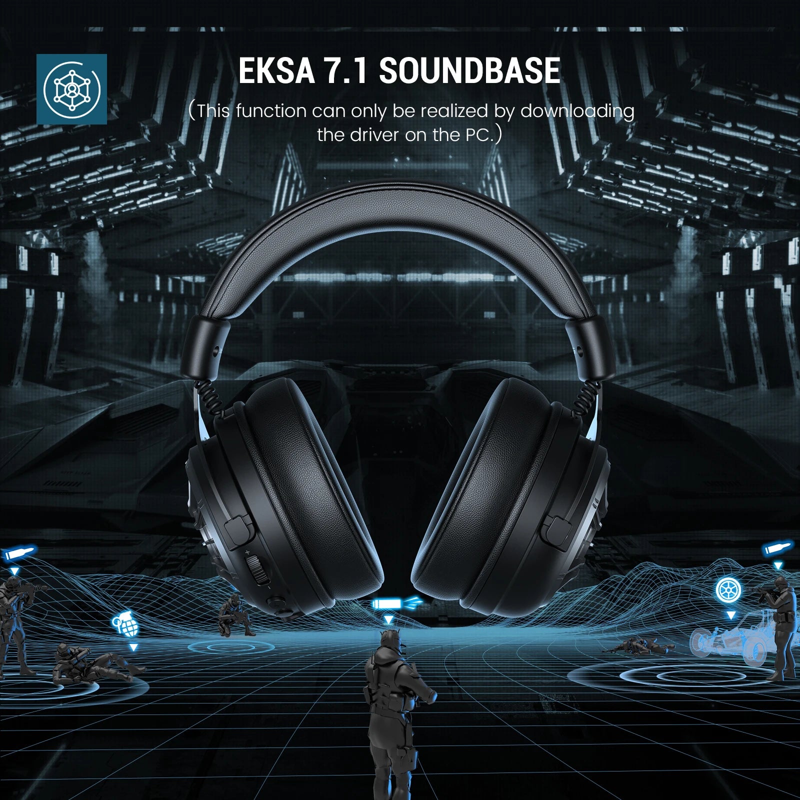 EKSA E5000 BT 2,4 GHz Drahtlose Kopfhörer Bluetooth 5,3 Gaming Headset Gamer mit ENC Noise Cancelling Mikrofon für PC/PS5/Xbox, 100H
