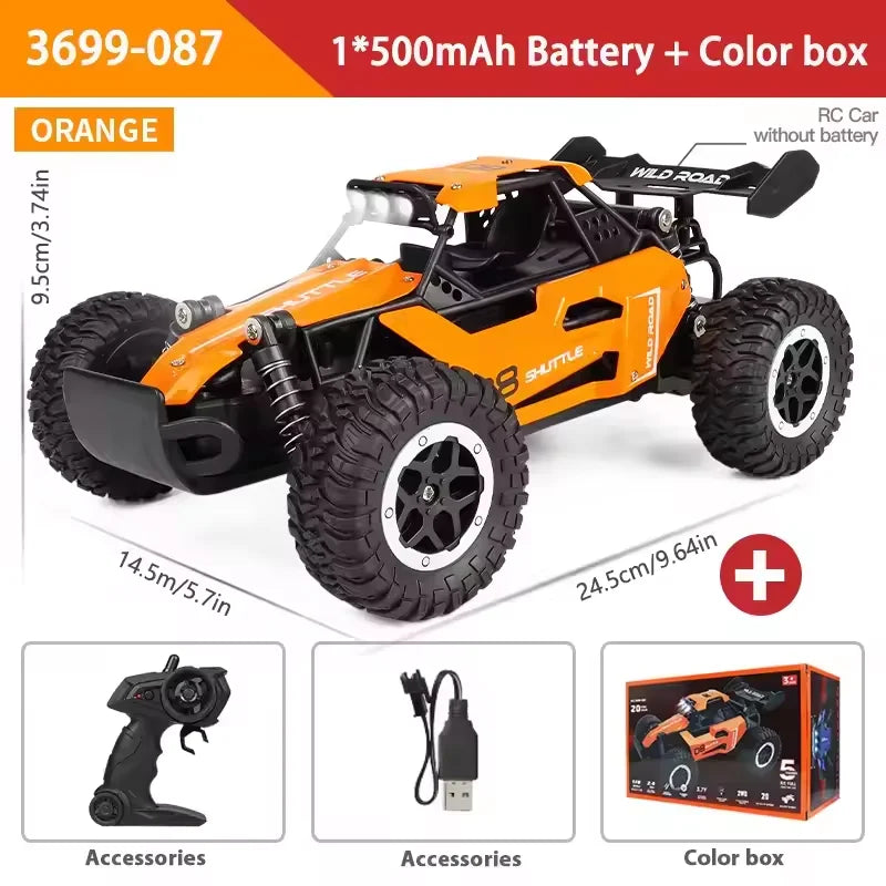 RC-Geländewagen im Maßstab 1:16, schnelles RC-Geländewagen, 20 km/h, Hochgeschwindigkeits-Elektrofahrzeug mit 2WD und 2,4-G-Fernbedienung, Monstertruck