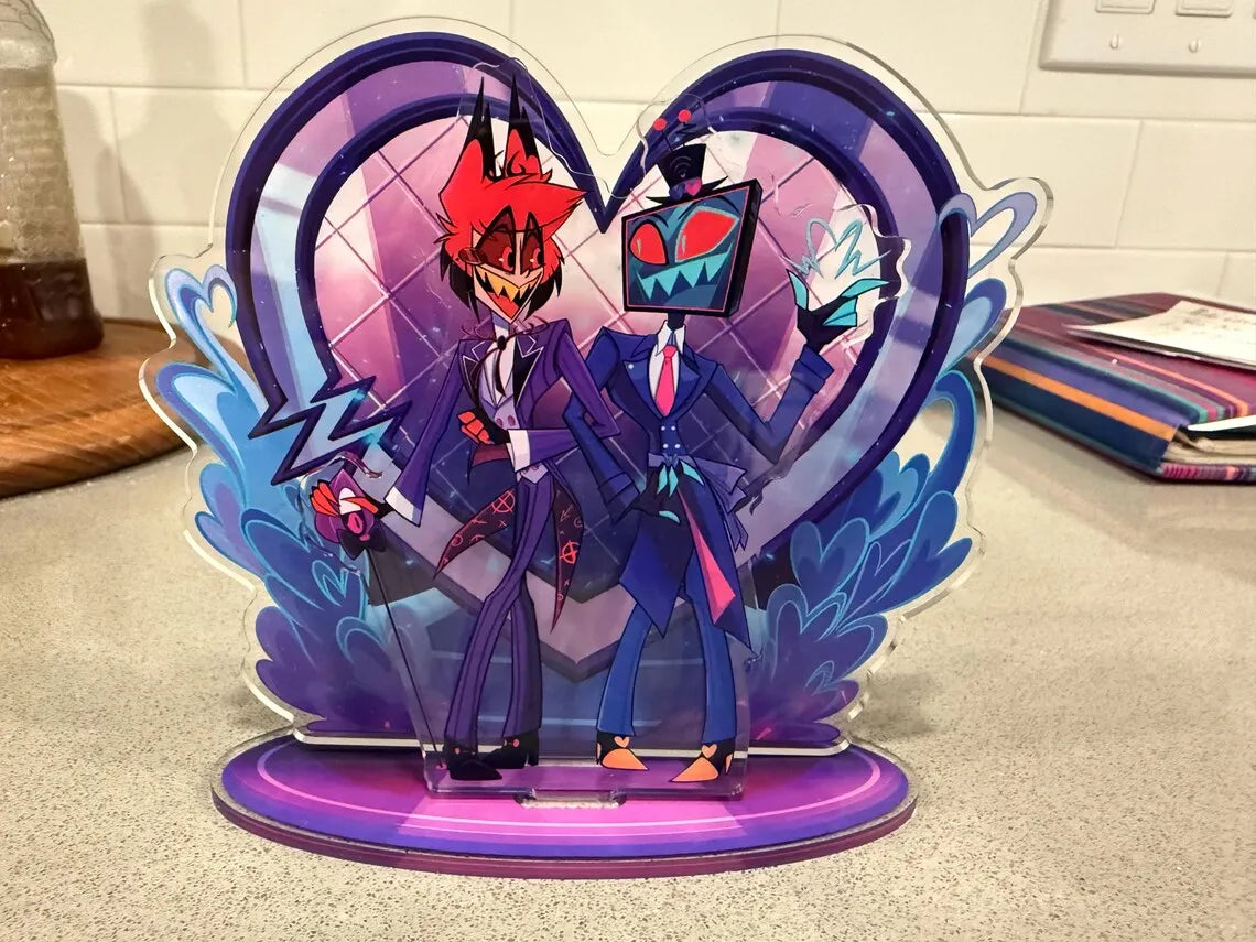 15Cm Creative Desktop Decorations Acrylic Standees for Hazbin Hotel Character Standing Plates Niffty Vaggie Charlie Husk Alastor