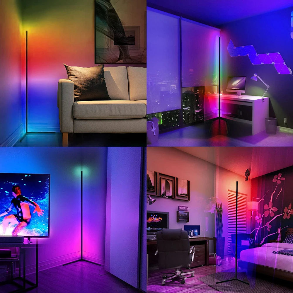 Smart Tuya Corner Floor Lamp RGBIC+W Living Room Dimmable Stand Lights Mood Lighting Alexa Bedroom Gaming Living Room Decor