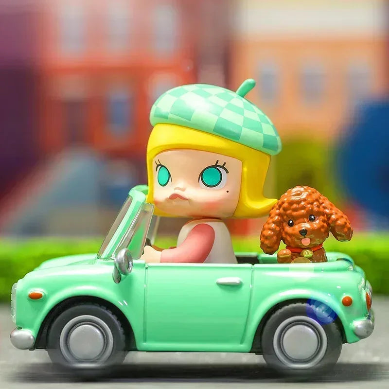 POP MART Molly Car Car Series Mystery Action Figure Anime PVC 100% Original Collectible Desktop Ornament Doll Toy