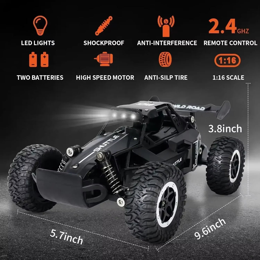 New RC Car 1:16 2.4Gh 20KM/H Model With LED Lights 2WD Off-road Remote Control Climbing Vehicle Outdoor Cars Drift Toys Boy Gift