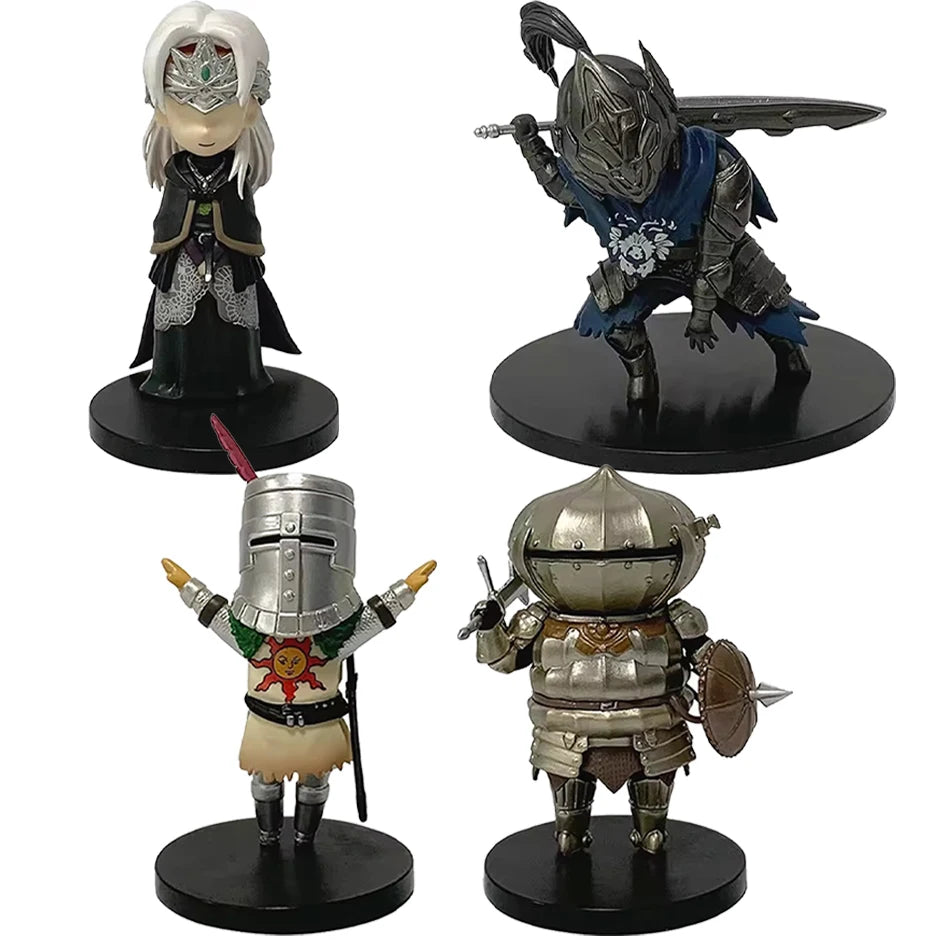 4pcs Q version Dark Souls Figure Set Fire Keeper Artorias Solaire Onion Knight Chibi Action Figure Collection Model Toys