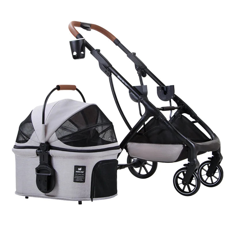 Detachable Pet Stroller Aluminium Alloy Dog Trolley for Corgi Teddy Cat Cart Load Bearing 20kg Dog Strollers for Small Dogs