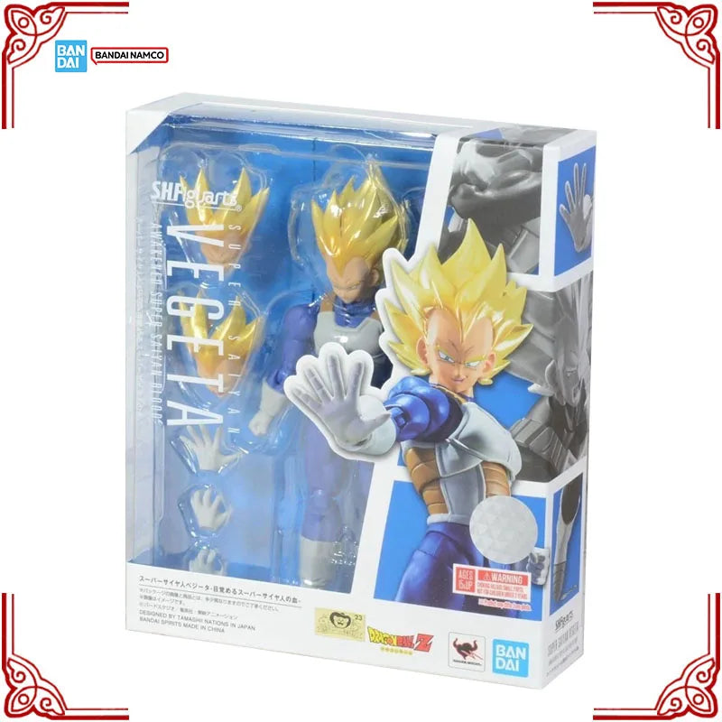 In Stock Genuine Bandai Dragon Ball Z Model Kit SHF Vegeta Awakened Super Saiyan Blood Anime Action Figure Collection Model Toys