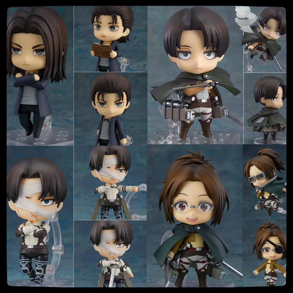 Attack on Titan 365 Mikasa Ackerman Captain Levi Q version clay boxed figure ornament animation doll toy movable figure