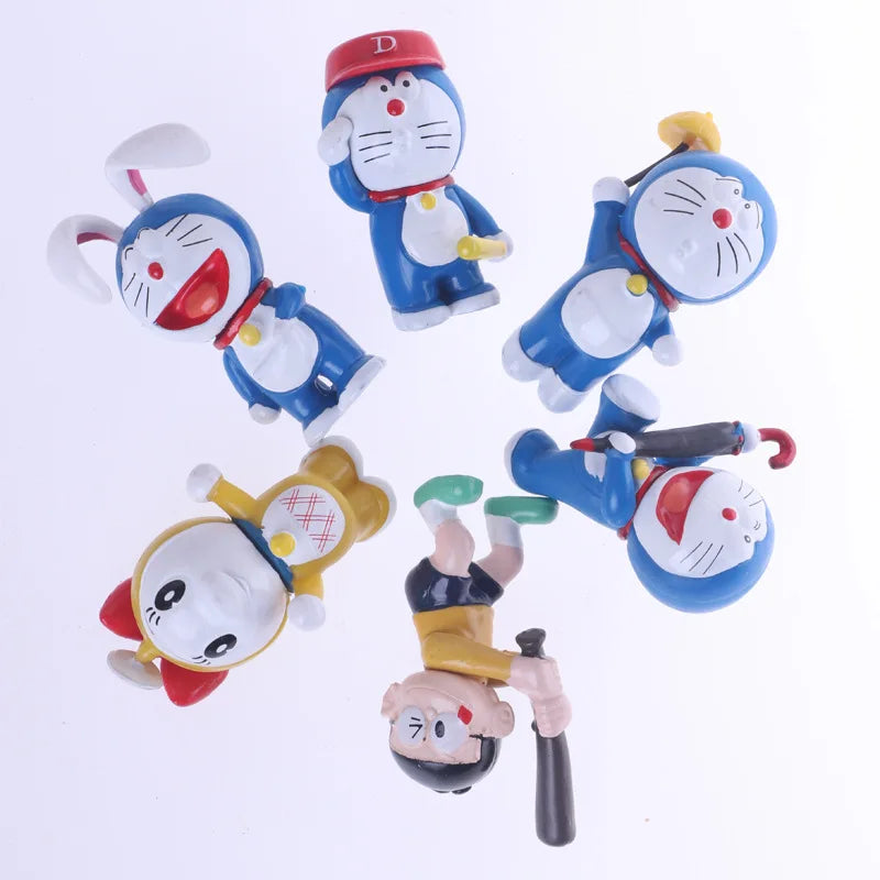 1Set Doraemon Anime Character Nobita Shizuka Action Figure Hand-made Cake Decor Car Ornament Model Doll Toys Kids Birthday Gift
