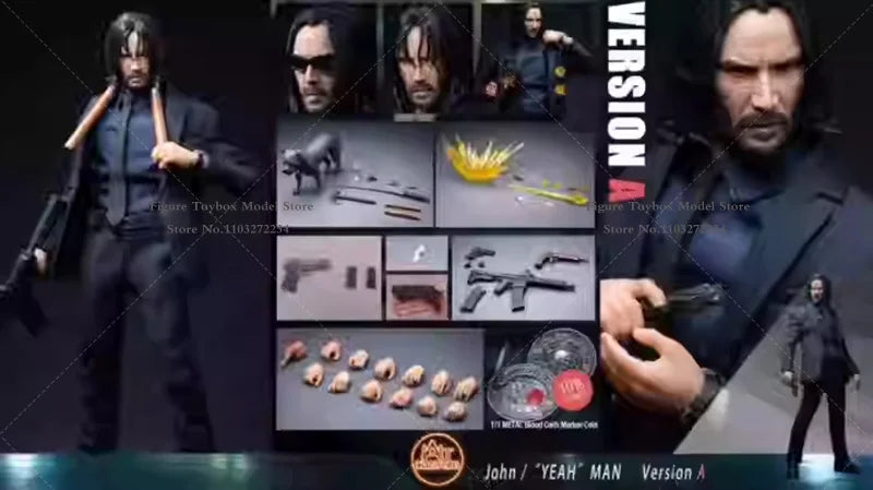 AT Custom Original 1/12 Keanu Reeves Suit Cloth Movable Man Action Figure John Wick：Chapter 4 Movie Original Mini 6" Soldier